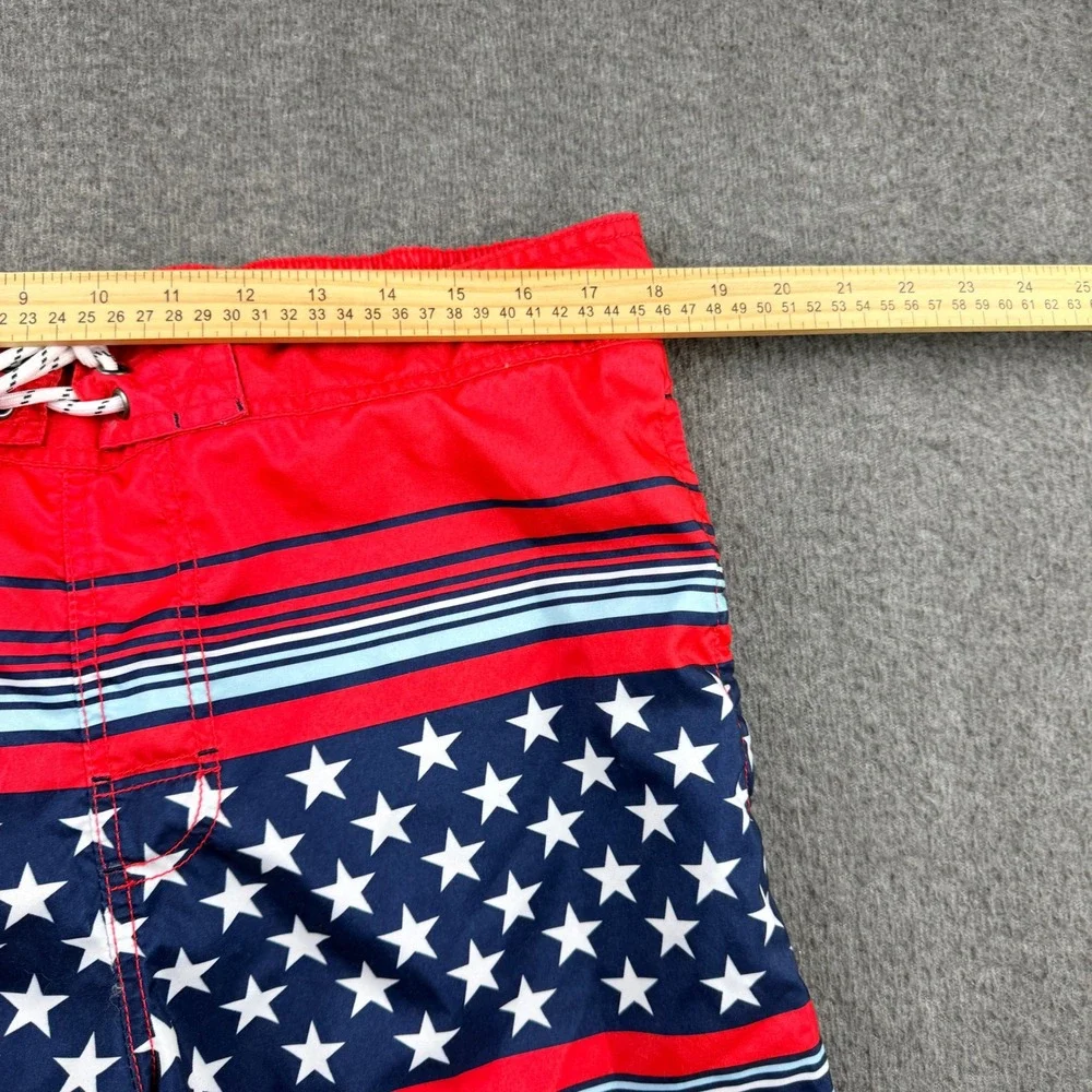 Goodfellow & Co Swim Trunks Men's‎ L Red Blue Stars Stripes American Flag Shorts